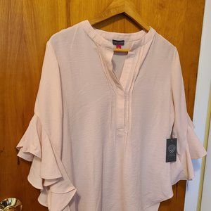 Vince Camuto Size Large Pink Ruffled Sleeve Blouse -  NWT